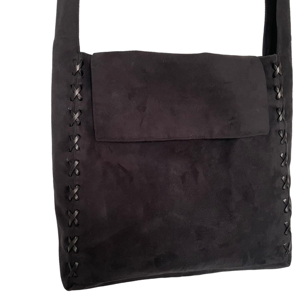 Black Sleek Ultrasuede Crossbody Messenger/Shoulder Bag Made in Italy